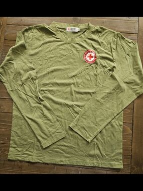 American Red Cross 125th Anniversary Long Sleeve T-Shirt Olive Green Adult 2XL